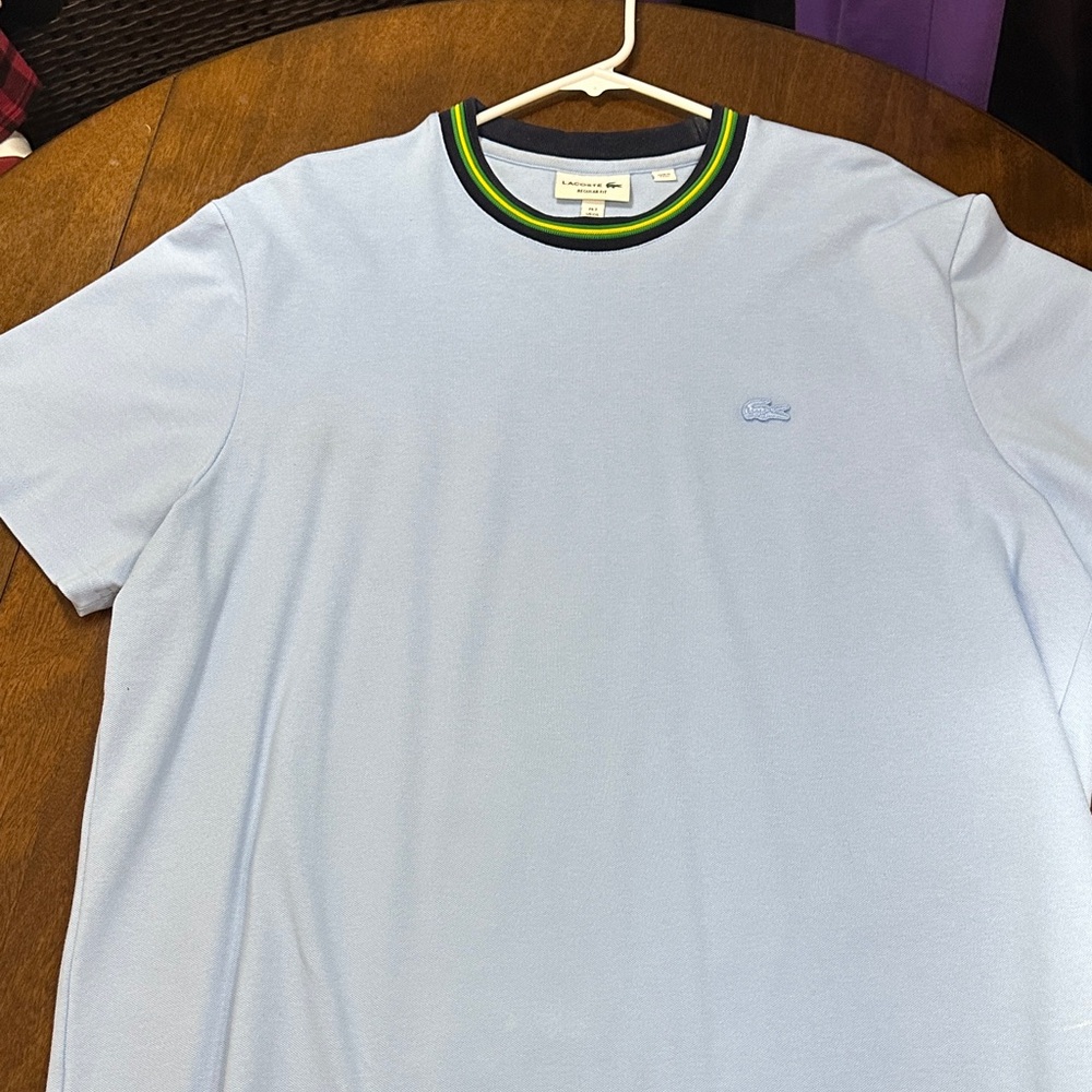 Lacoste Light Blue XXL heavy cotton Tee with Green and Black Accents